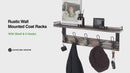 Rustic Coat Rack Wall Mounted Shelf with 5 Hooks